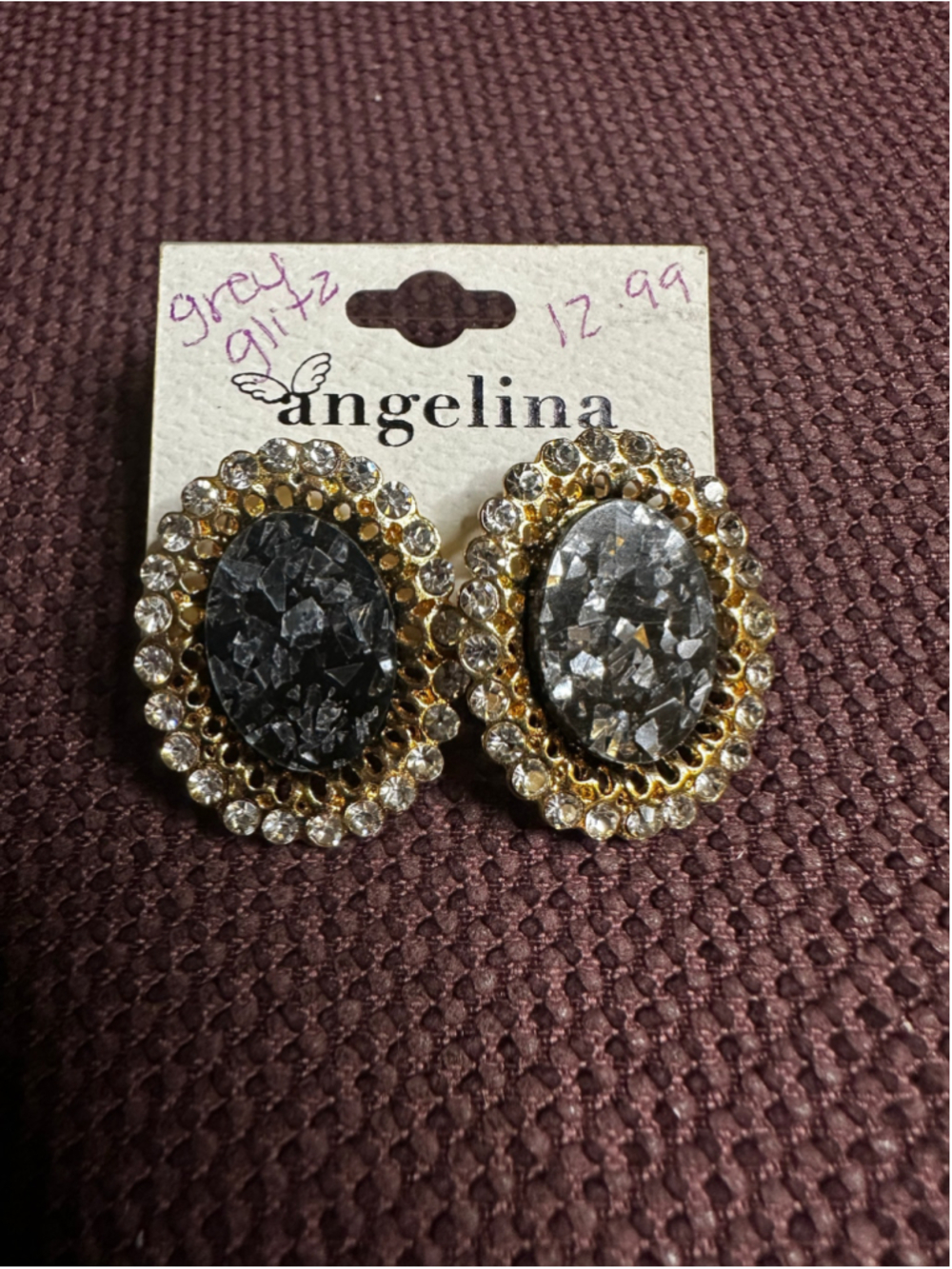 Black Gold Glitz Angelina Earrings - Picture 2 of 3